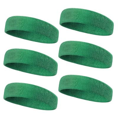 TOPTIE 6 Pieces Sweat Headbands Sport Cotton Terry Cloth Headbands-Green