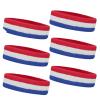TOPTIE 6 Pieces Sweat Headbands Sport Cotton Terry Cloth Headbands-Red/White/Blue view 1