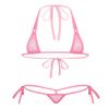 ACSUSS Women's Brazilian Mesh Sheer Extreme Halterneck Micro Bikini Bra Top with G-String Swimsuit 2# Pink One Size view 1