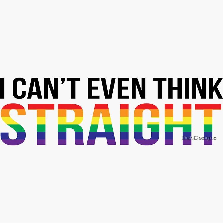 I Can't Even Think Straight Gay Lesbian LGBT Pride Sticker - Sticker - DIe Cut Vinyl - Bright Print Sticker