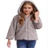 winying Kids Girls Kids Girls Winter Warm Coats Faux Fur Owl Applique Long Sleeve Zippered Hooded Coat Fleece Jacket Grey 14 Years view 1