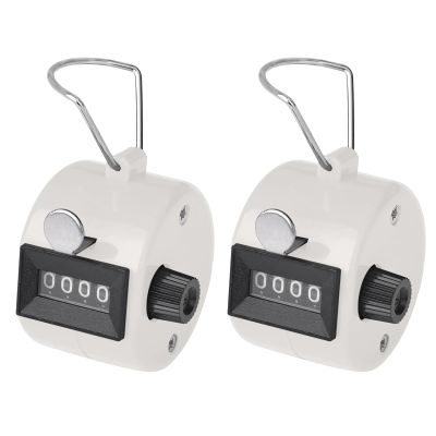 TopTie 2 PCS Clicker Counters, Plastic Mechanical Number Pitch Counters, 4-Digit Tally Counters for Sports Events - White