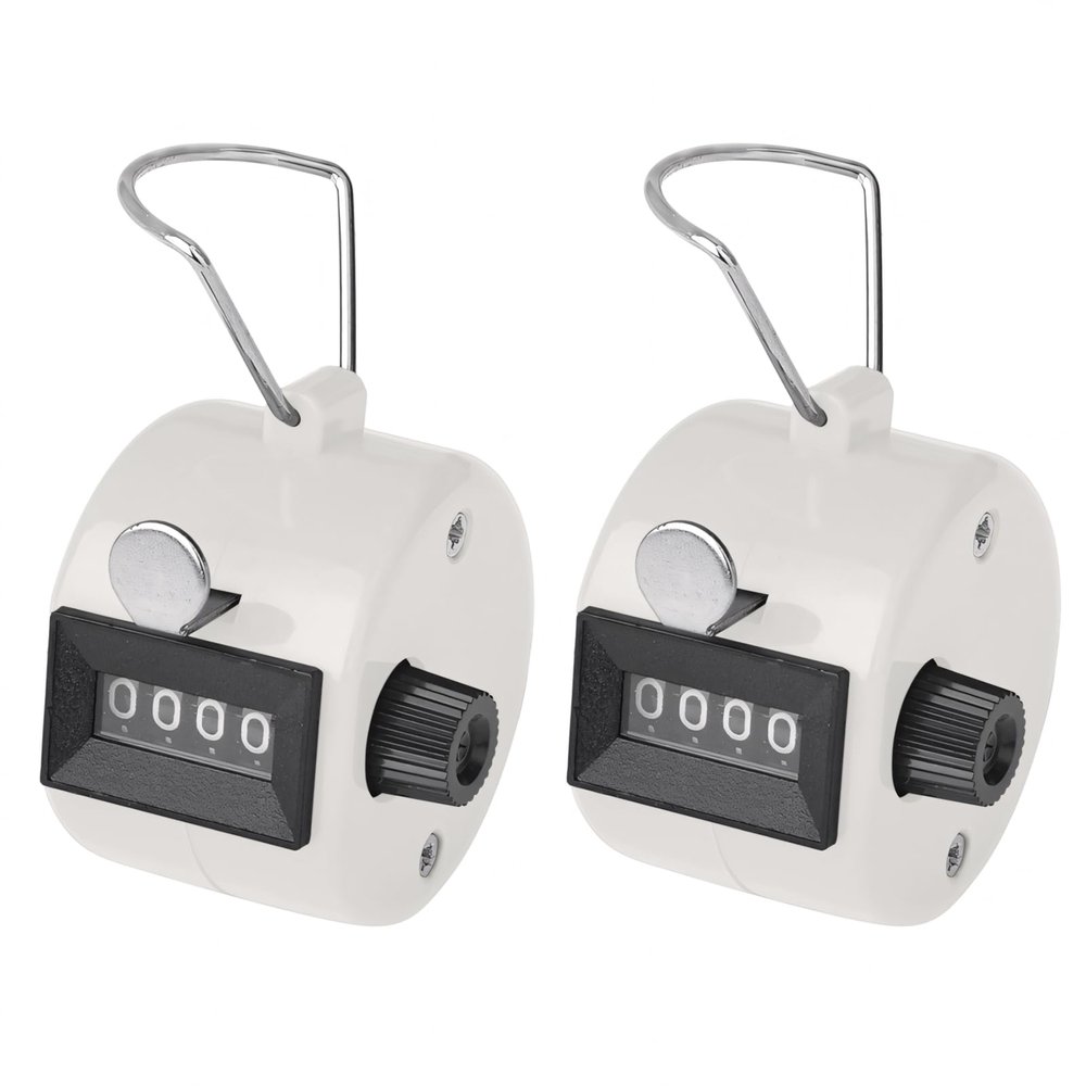 TopTie 2 PCS Clicker Counters, Plastic Mechanical Number Pitch Counters, 4-Digit Tally Counters for Sports Events - White