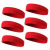 TOPTIE 6 Pieces Sweat Headbands Sport Cotton Terry Cloth Headbands-Red view 1