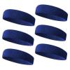 TOPTIE 6 Pieces Sweat Headbands Sport Cotton Terry Cloth Headbands-Navy view 1
