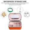 Cabilock Portable Jewelry Box Leather with Mirror Mini Storage Box Trinket Keepsake Storage Organizer for Ring Bracelet Necklace Earrings Orange view 3