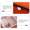 Cabilock Portable Jewelry Box Leather with Mirror Mini Storage Box Trinket Keepsake Storage Organizer for Ring Bracelet Necklace Earrings Orange view 4