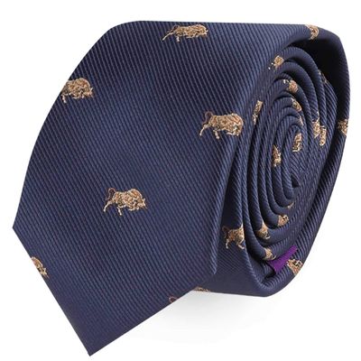 AUSCUFFLINKS Raging Bull Tie Mens Necktie Investor Tie | Wolf of Wall Street Bull Present for Him | Groomsmen Wedding Ties | Bull Market Tie (RACING BULL)