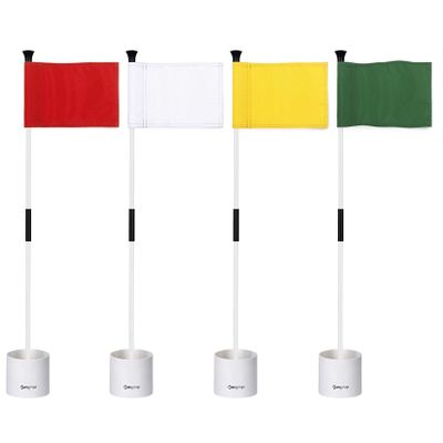 KINGTOP Golf Flagstick Mini, Putting Green Flag for Yard, 3 Feet Flagpole 2-Section Design, Golf Pin Flags Hole Cup Set, 4" Putting Cup, 4-Pack