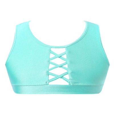 Freebily Kids Girl Yoga Sport Bra Racer Back Vest Top Gym Workout Training Crop Top Camisole Tank Top Athletic Underwear Mint 8