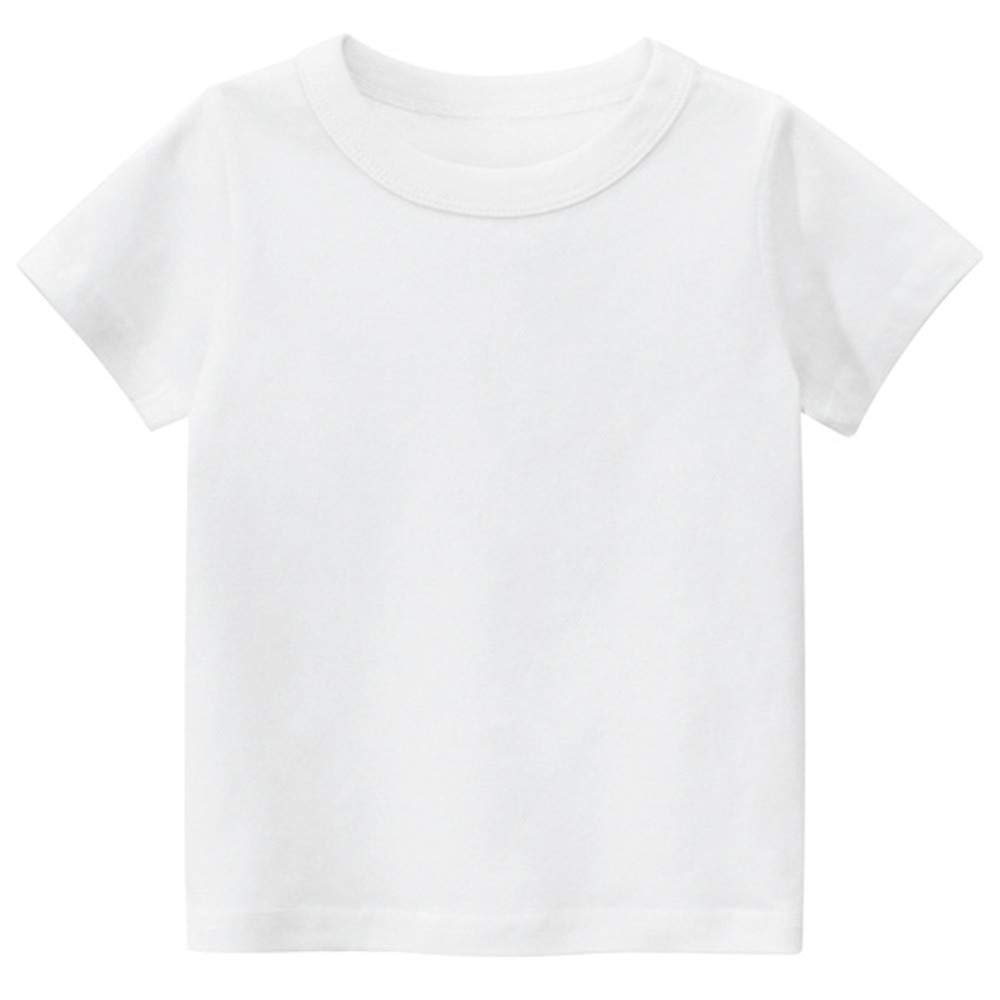 PTPUKE Toddler Boys' Kids Crewneck Undershirt Solid Cotton Sleeve top T-Shirt White