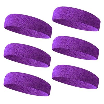 TOPTIE 6 Pieces Sweat Headbands Sport Cotton Terry Cloth Headbands-Purple