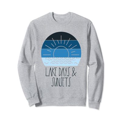 Retro Lake Weekend Lake Sunset Gifts For Lake Lovers Women Sweatshirt
