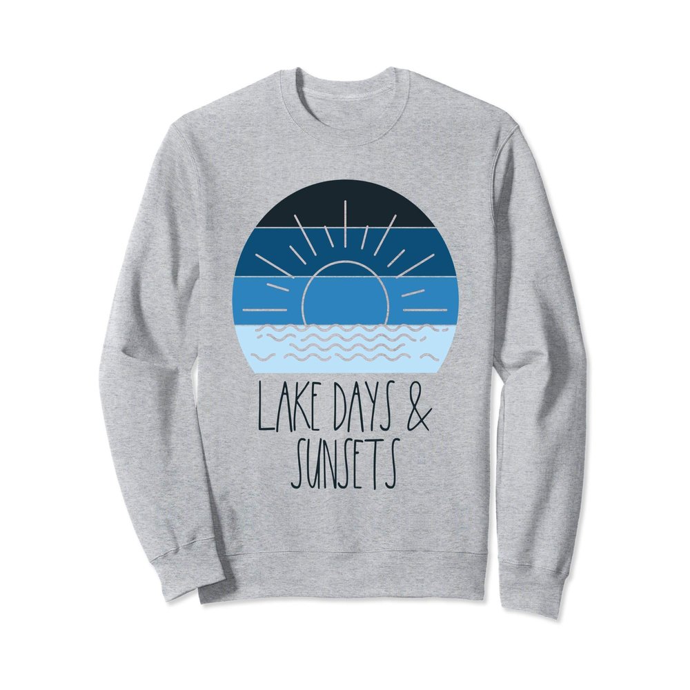 Retro Lake Weekend Lake Sunset Gifts For Lake Lovers Women Sweatshirt