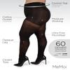 MeMoi Plus Size Curvy Control Top Tights, Comfortable and Lightweight Tummy Control Tights - Sizes 1X-7X, Black, 1X-2X view 3