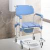 Disabled Toilet Seat Pulley Mobile Commode Bathroom Support for Elderly Seniors, Disabled, Handicapped, Grandparents Toilet Chair Aluminum Alloy Bath Chair ALGFree view 2