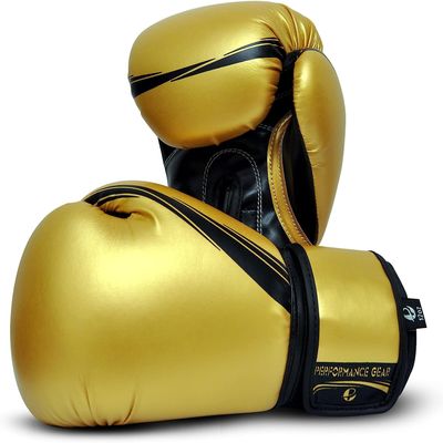 UFG Metallic Boxing Gloves MMA Muay Thai Bag Work Training & Fight (Gold, 16oz)