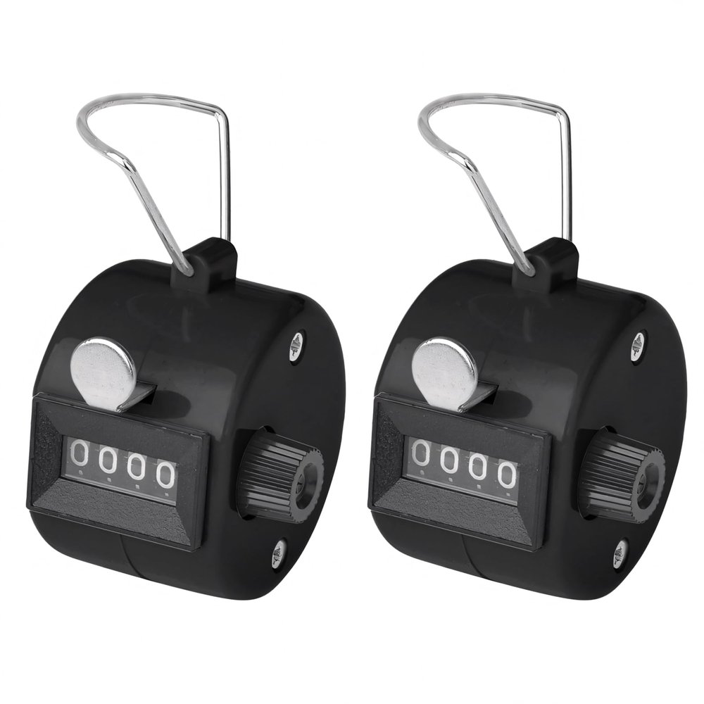 TopTie 2 PCS Clicker Counters, Plastic Mechanical Number Pitch Counters, 4-Digit Tally Counters for Sports Events - Black