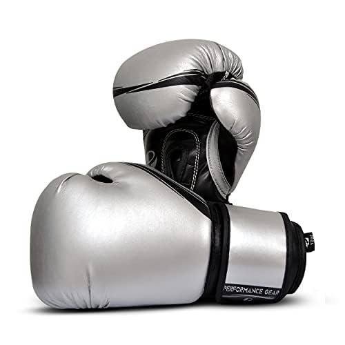 UFG Metallic Boxing Gloves MMA Muay Thai Bag Work Training & Fight (Silver, 12oz)