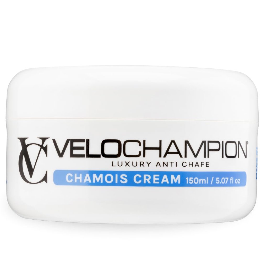 VeloChampion Luxury Chamois Cream | Vegan Anti Chafing Cream for Men and Women | For Cycling, Running, Triathlon and Thigh Rub (5.0 Fl Oz) Fragrance Free