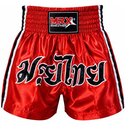 MRX Muay Thai Shorts for Men Training, Kickboxing, Fighting, Boxing Shorts for Martial Arts, Grappling, Cage Fight, BJJ Red XX-Small