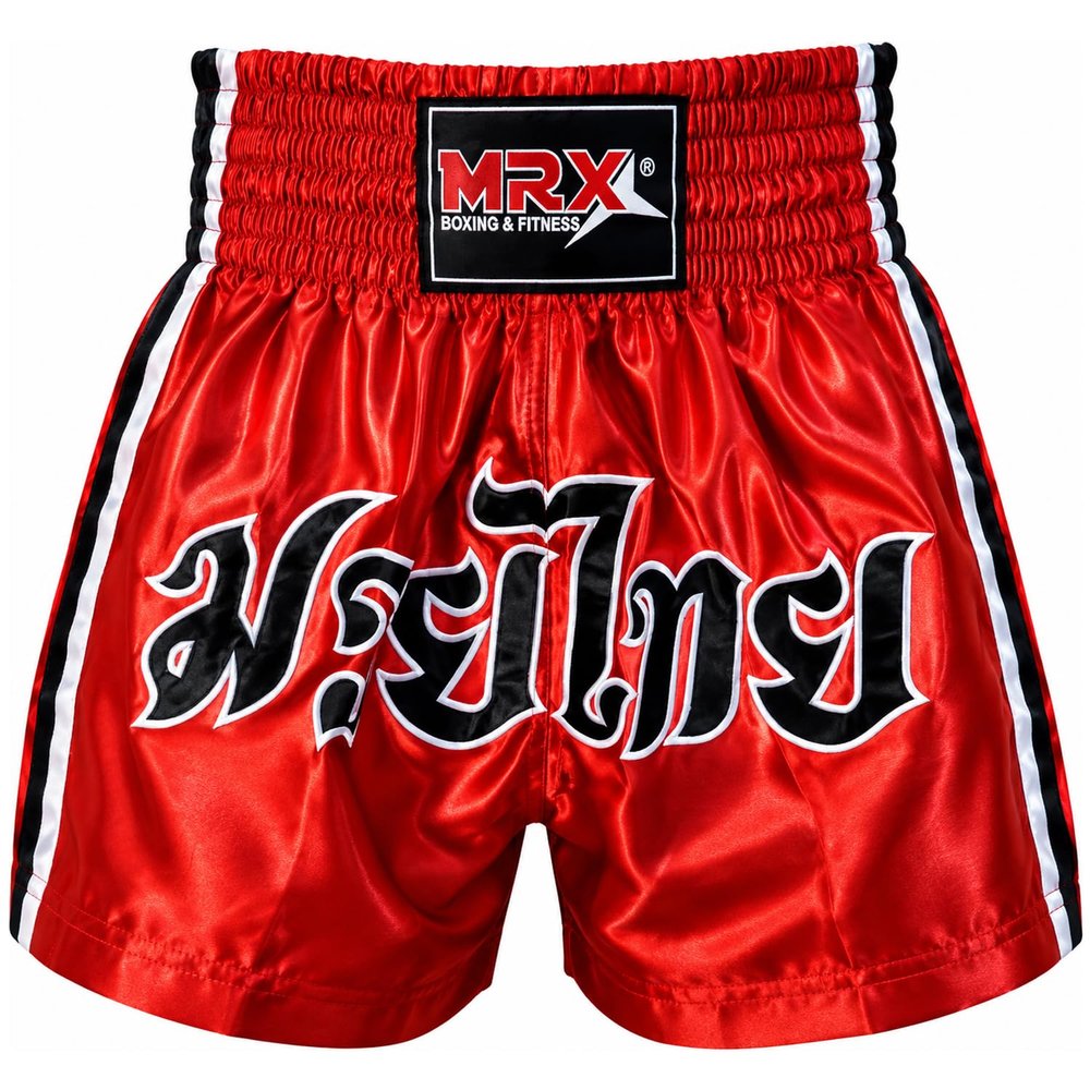 MRX Muay Thai Shorts for Men Training, Kickboxing, Fighting, Boxing Shorts for Martial Arts, Grappling, Cage Fight, BJJ Red XX-Small