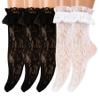 Cherisia 5 Pairs Women Ruffle Ankle Socks Trim Lace Frilled Dress Socks Set, Princess Fashion Cute Anklet (Pure White Black Rose) view 1