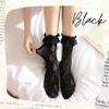 Cherisia 5 Pairs Women Ruffle Ankle Socks Trim Lace Frilled Dress Socks Set, Princess Fashion Cute Anklet (Pure White Black Rose) view 2