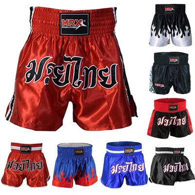 MRX Boxing Shorts for Men Training Fighting Muay Thai Shorts Boxing MMA BJJ Short Kickboxing Trunks Clothing Red Large