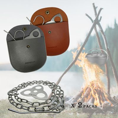 Camping Tripod Board - Campfire Tripod, Camping Tripod for Cooking, Turn Branches into Cooking Tripod, Portable Bushcraft Gear for Camper/Hiker Travel Outdoor Firepit Dutch Oven Tripod (Two Sets)