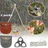 Camping Tripod Board - Campfire Tripod, Camping Tripod for Cooking, Turn Branches into Cooking Tripod, Portable Bushcraft Gear for Camper/Hiker Travel Outdoor Firepit Dutch Oven Tripod (Two Sets) view 2