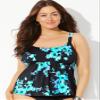 Swimsuits For All Women's Plus Size A Line Relaxed Fit Flared Tankini Top with Adjustable Straps - 14, White Multi (Plus view 4
