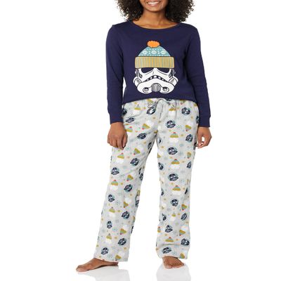 Amazon Essentials Disney | Marvel | Star Wars Women's Flannel Pajama Sleep Sets, Star Wars Winter - Womens, X-Small
