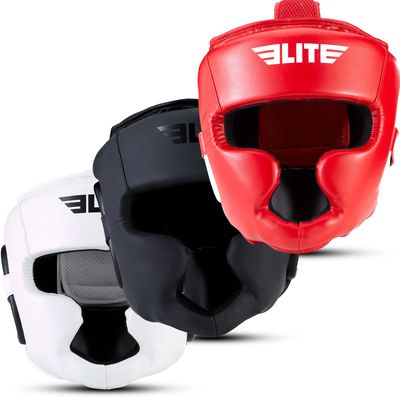 Elite Sports Best Boxing Headgear, Training Sparring Safety Head Guard for MMA, Kickboxing Trainees, Muay Thai, and Boxing for Adult Men (White)
