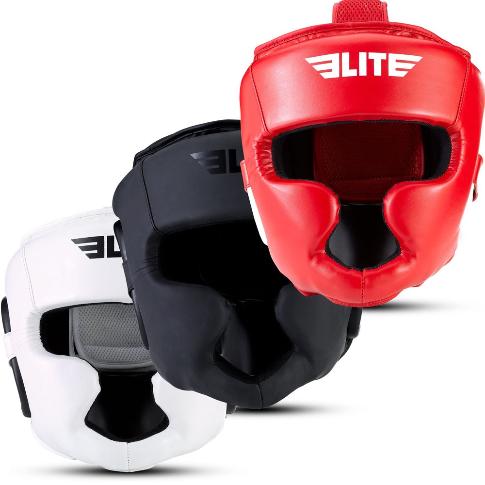 Elite Sports Best Boxing Headgear, Training Sparring Safety Head Guard for MMA, Kickboxing Trainees, Muay Thai, and Boxing for Adult Men (White)