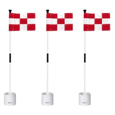 KINGTOP Golf Flagstick Mini, Putting Green Flag for Yard, 3 Feet Flagpole 2-Section Design, Golf Pin Flags Hole Cup Set, 4" Putting Cup, 3-Pack