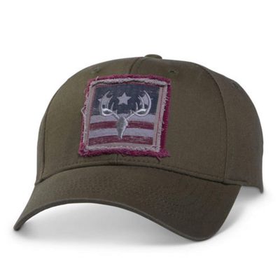 BDA Peterbilt Motors Trucks Olive Green USA Deer Antler Flag Patch Cap/Hat