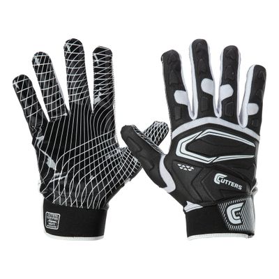 Cutters Football Glove Game Day Receiver. Silicone Grip Glove for Receivers. Adult and Youth Sizes (Adult - L/XL, Black)