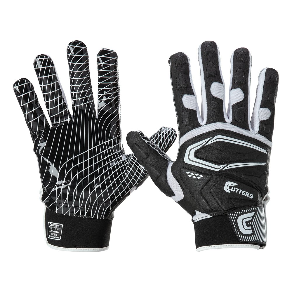 Cutters Football Glove Game Day Receiver. Silicone Grip Glove for Receivers. Adult and Youth Sizes (Adult - L/XL, Black)