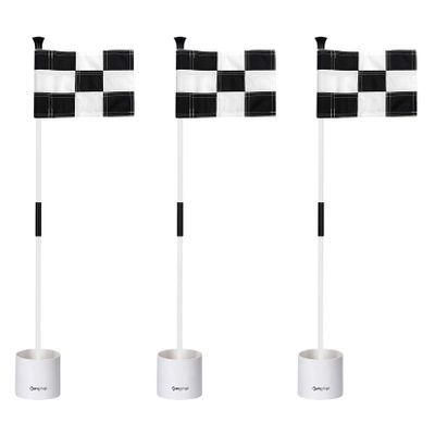 KINGTOP Golf Flagstick Mini, Putting Green Flag for Yard, 3 Feet Flagpole 2-Section Design, Golf Pin Flags Hole Cup Set, 4" Putting Cup, 3-Pack