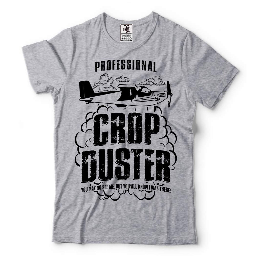 Silk Road Tees Crop Duster T-Shirt Farmer Farming Plane Crop Dusting Profession Mens Shirt Small Gray