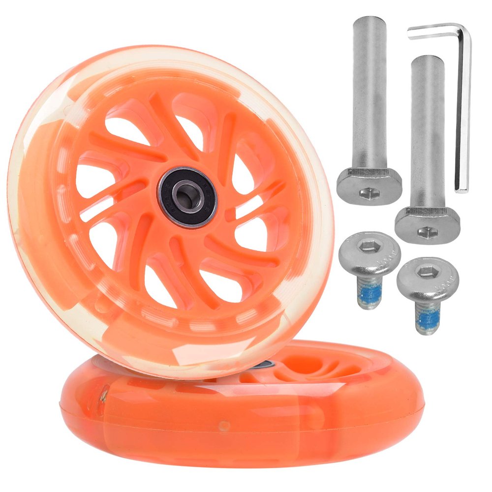 120mm x 28mm Flash Front Wheel M8x47mm Screw Sets for Foldable Micro Mini 3 Wheel Kids Scooter Kickboard Axle Repair Tool (Orange)