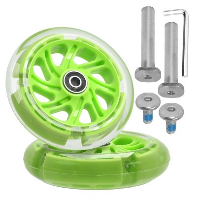 120mm x 28mm Flash Front Wheel M8x47mm Screw Sets for Foldable Micro Mini 3 Wheel Kids Scooter Kickboard Axle Repair Tool (Green)