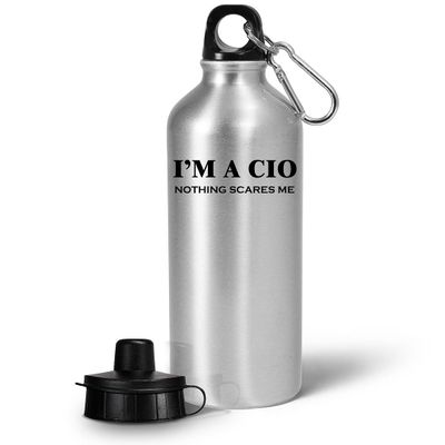 Art by Chelsydale CIO Funny Cute Gag Gifts - Nothing Scares Me - Water Bottle Tumbler Portable Drinkware - Chief Digital Information Officer Technology Director Company Senior Executive