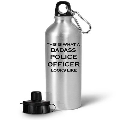 Art by Chelsydale Gifts for Badass Police Officer Water Bottle Tumbler 20oz Portable Drinkware - Policeman Policewoman PD Dept Law Enforcement Academy Thin Blue Line Cop Funny Gag - What Looks Like