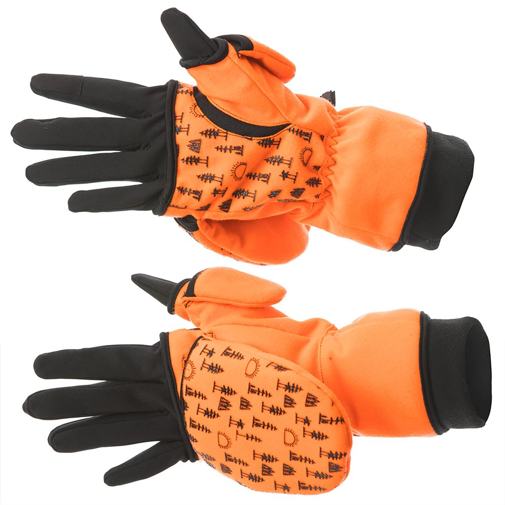 DOING SOMETHING GREAT Flip Top Mittens for Women with Glove Liner, Waterproof with 80g Thinsulate and Grippy Silicone Palms - Blaze Orange - XS