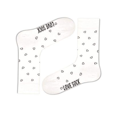 Love Sock Company Women's Mid-Calf White Dress Socks with Heart Patterns - Organic Cotton (Mini Hearts White)