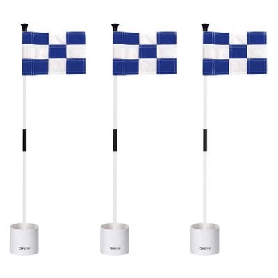 KINGTOP Golf Flagstick Mini, Putting Green Flag for Yard, 3 Feet Flagpole 2-Section Design, Golf Pin Flags Hole Cup Set, 4" Putting Cup, 3-Pack