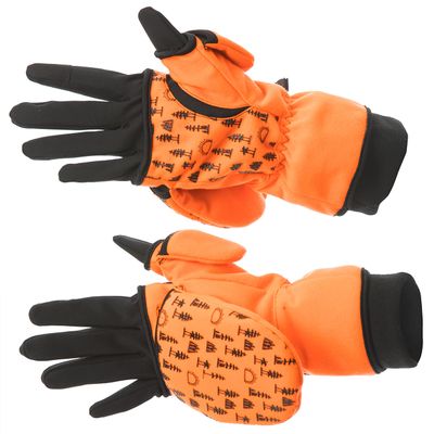 DOING SOMETHING GREAT Flip Top Mittens for Women with Glove Liner, Waterproof with 80g Thinsulate and Grippy Silicone Palms - Blaze Orange - XL