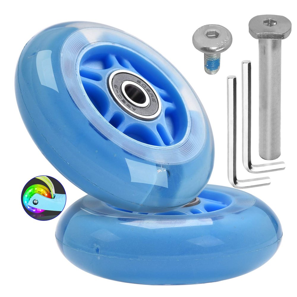 80mm x 24mm Flash Rear Wheel M8x65mm Screw Sets for Foldable Micro Mini 3 Wheel Kids Scooter Kickboard Axle Repair Tool (Blue)